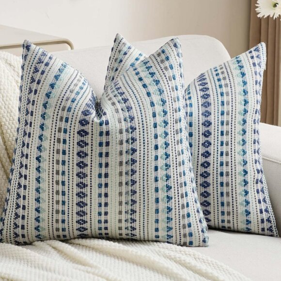 Other - 🪷NIB Blue & White Decorative Throw Pillow Covers 18x18", Set of 2, Chenille